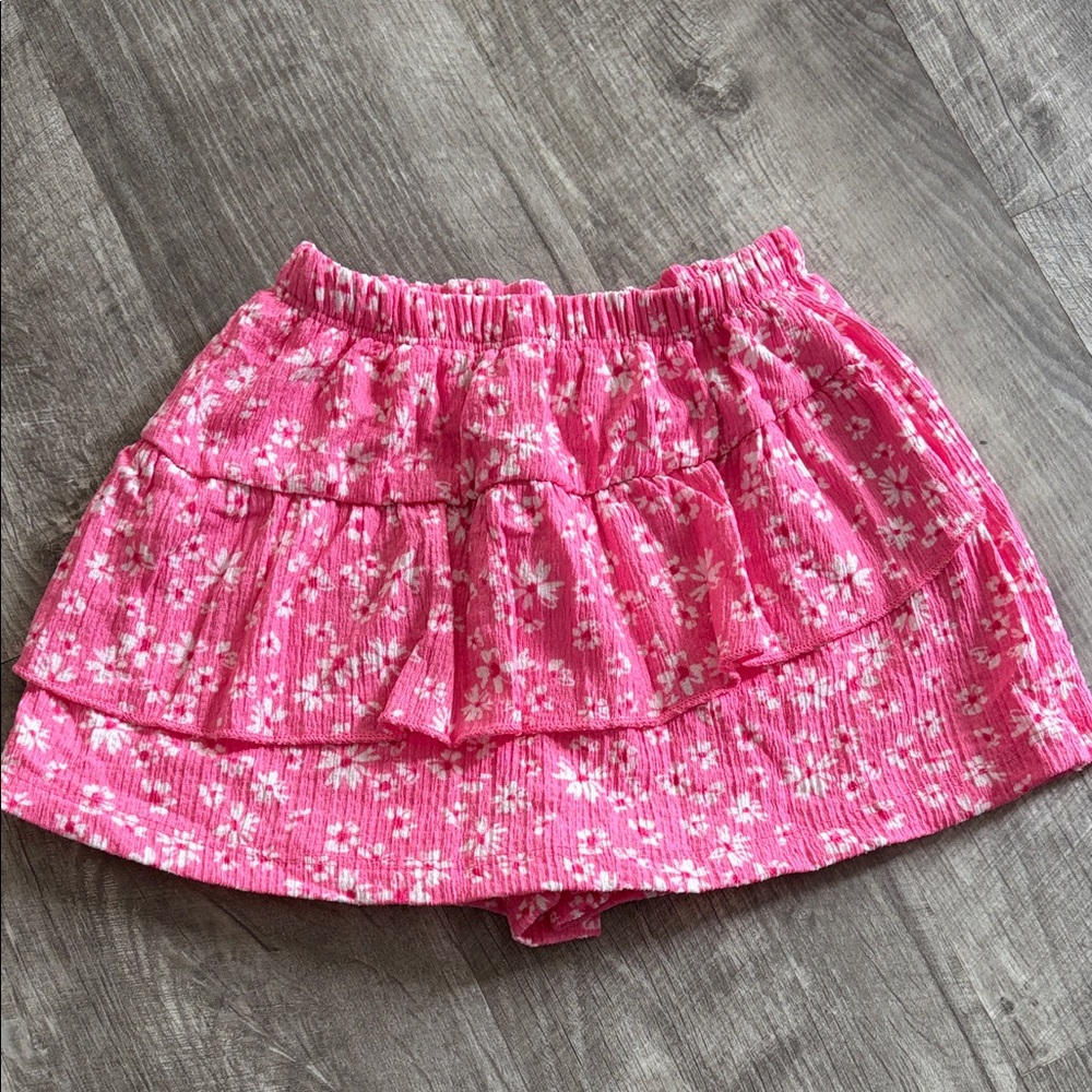 Zara Pink Floral Tiered Skirt Skort 12-18M